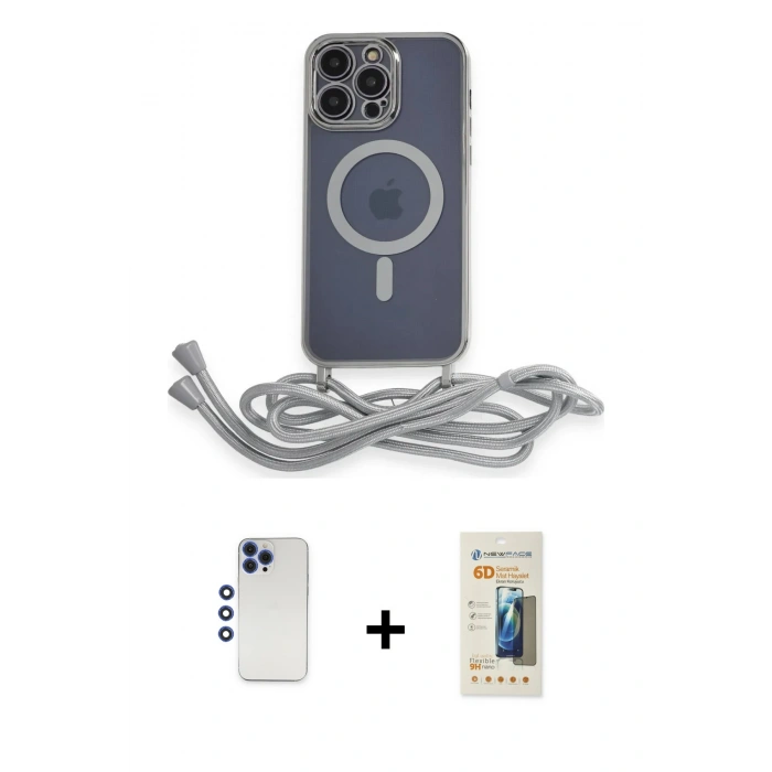 MARSİLYAN™- iPhone 12 Pro Max Kılıf Eksen Özel Seri - Siyah 6D Mat Seramik Hayalet Nano Ekran Koruyucu + Shine Kamera Lens - LT