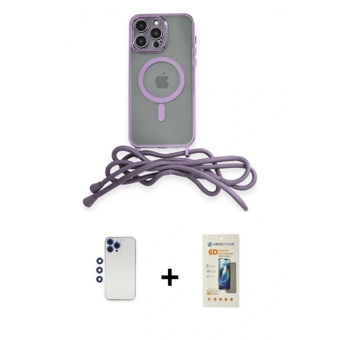 MARSİLYAN™- iPhone 12 Pro Max Kılıf Eksen Özel Seri - Siyah 6D Mat Seramik Hayalet Nano Ekran Koruyucu + Shine Kamera Lens - LT