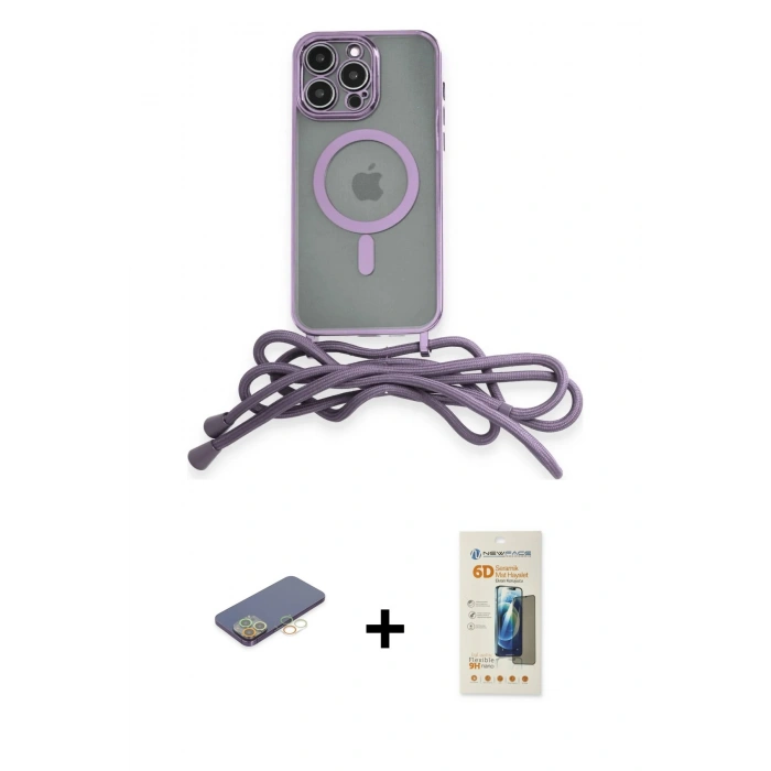 MARSİLYAN™- iPhone 12 Pro Max Kılıf Eksen Özel Seri - Siyah 6D Mat Seramik Hayalet Nano Ekran Koruyucu + Renkli Kamera Lens Koruma Cam - SI