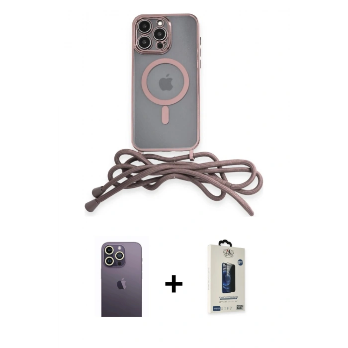 MARSİLYAN™- iPhone 12 Pro Max Kılıf Eksen Özel Seri - Siyah Bilvis Hayalet Cam Ekran Koruyucu + Neon Fosforlu Kamera Lens - BZ