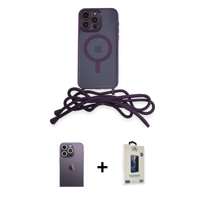 MARSİLYAN™- iPhone 12 Pro Max Kılıf Eksen Özel Seri - Siyah Bilvis Hayalet Cam Ekran Koruyucu + Neon Fosforlu Kamera Lens - BZ