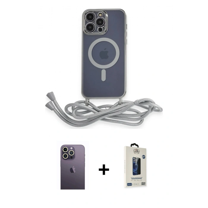 MARSİLYAN™- iPhone 12 Pro Max Kılıf Eksen Özel Seri - Siyah Bilvis Hayalet Cam Ekran Koruyucu + Neon Fosforlu Kamera Lens - BZ