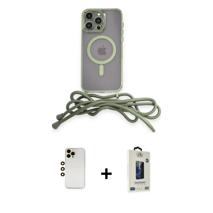 MARSİLYAN™- iPhone 12 Pro Max Kılıf Eksen Özel Seri - Siyah Bilvis Hayalet Cam Ekran Koruyucu + Gold Shine Kamera Lens