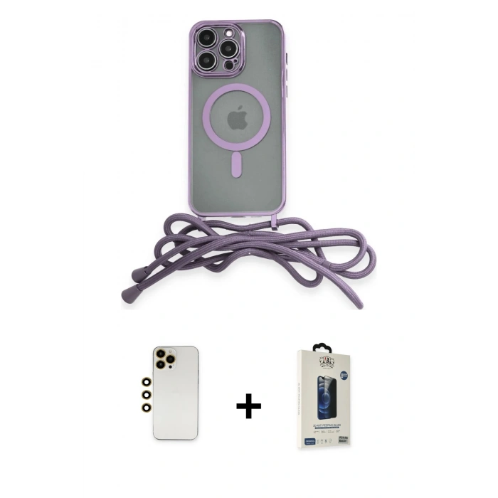 MARSİLYAN™- iPhone 12 Pro Max Kılıf Eksen Özel Seri - Siyah Bilvis Hayalet Cam Ekran Koruyucu + Gold Shine Kamera Lens