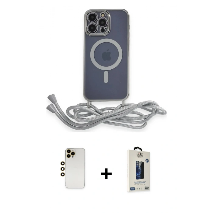 MARSİLYAN™- iPhone 12 Pro Max Kılıf Eksen Özel Seri - Siyah Bilvis Hayalet Cam Ekran Koruyucu + Gold Shine Kamera Lens