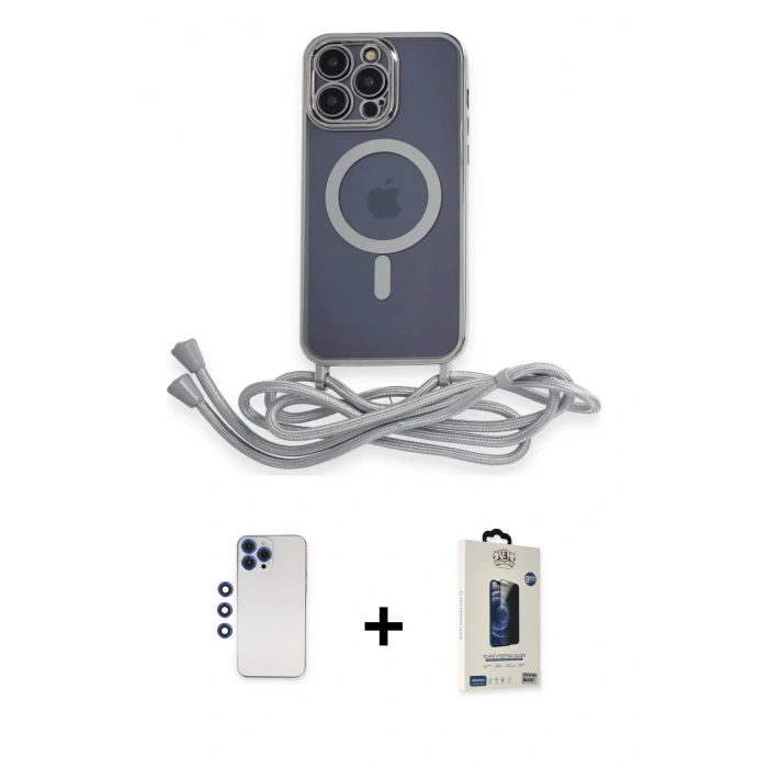 MARSİLYAN™- iPhone 12 Pro Max Kılıf Eksen Özel Seri - Siyah Bilvis Hayalet Cam Ekran Koruyucu + Shine Kamera Lens - LT