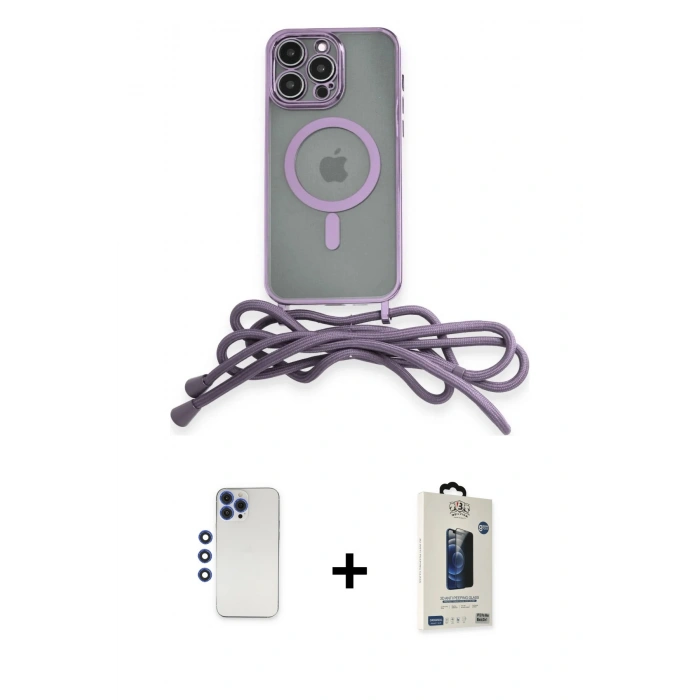 MARSİLYAN™- iPhone 12 Pro Max Kılıf Eksen Özel Seri - Siyah Bilvis Hayalet Cam Ekran Koruyucu + Shine Kamera Lens - LT
