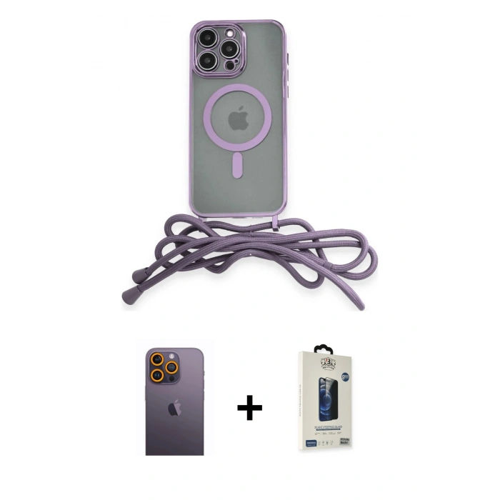 MARSİLYAN™- iPhone 12 Pro Max Kılıf Eksen Özel Seri - Siyah Bilvis Hayalet Cam Ekran Koruyucu + Neon Fosforlu Kamera Lens - SI