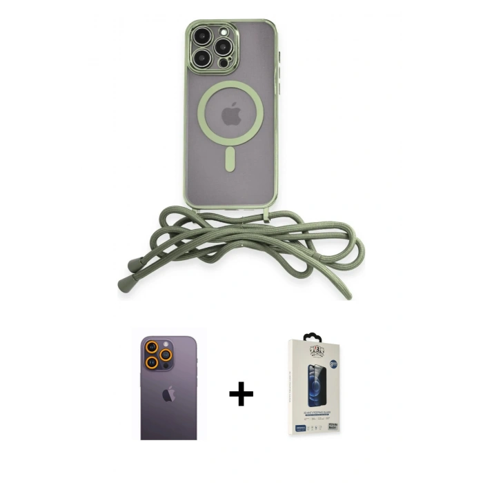 MARSİLYAN™- iPhone 12 Pro Max Kılıf Eksen Özel Seri - Siyah Bilvis Hayalet Cam Ekran Koruyucu + Neon Fosforlu Kamera Lens - SI