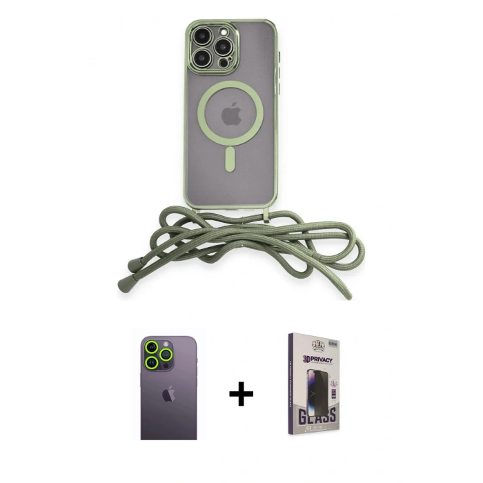 MARSİLYAN™- iPhone 12 Pro Max Kılıf Eksen Özel Seri - Siyah Bilvis Hayalet Cam Ekran Koruyucu + Neon Fosforlu Kamera Lens - YL