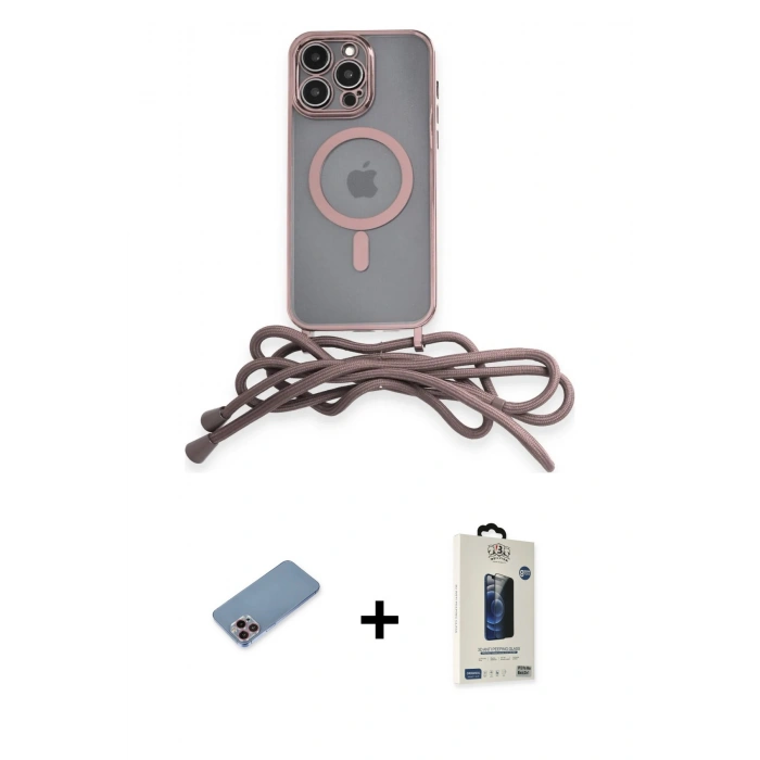 MARSİLYAN™- iPhone 12 Pro Max Kılıf Eksen Özel Seri - Siyah Bilvis Hayalet Cam Ekran Koruyucu + Shine Kamera Lens Koruma Cam - PE