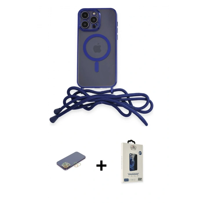 MARSİLYAN™- iPhone 12 Pro Max Kılıf Eksen Özel Seri - Siyah Bilvis Hayalet Cam Ekran Koruyucu + Renkli Kamera Lens Koruma Cam - SI