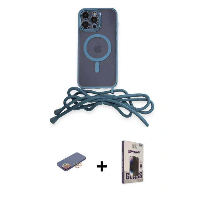 MARSİLYAN™- iPhone 12 Pro Max Kılıf Eksen Özel Seri - Siyah Bilvis Hayalet Cam Ekran Koruyucu + Renkli Kamera Lens Koruma Cam - TU