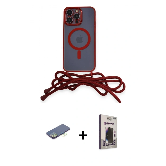 MARSİLYAN™- iPhone 12 Pro Max Kılıf Eksen Özel Seri - Siyah Bilvis Hayalet Cam Ekran Koruyucu + Renkli Kamera Lens Koruma Cam - YL