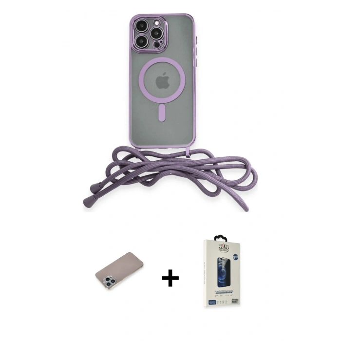 MARSİLYAN™- iPhone 12 Pro Max Kılıf Eksen Özel Seri - Siyah Bilvis Hayalet Cam Ekran Koruyucu + Shine Kamera Lens Koruma Cam - SABE