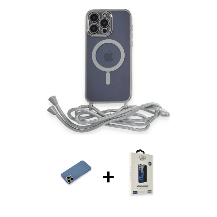 MARSİLYAN™- iPhone 12 Pro Max Kılıf Eksen Özel Seri - Siyah Bilvis Hayalet Cam Ekran Koruyucu + Shine Kamera Lens Koruma Cam - GD