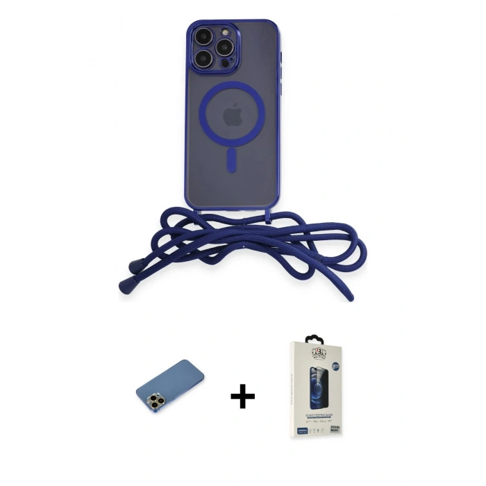 MARSİLYAN™- iPhone 12 Pro Max Kılıf Eksen Özel Seri - Siyah Bilvis Hayalet Cam Ekran Koruyucu + Shine Kamera Lens Koruma Cam - GD
