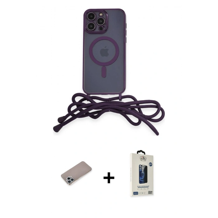MARSİLYAN™- iPhone 12 Pro Max Kılıf Eksen Özel Seri - Siyah Bilvis Hayalet Cam Ekran Koruyucu + Shine Kamera Lens Koruma Cam - SABE