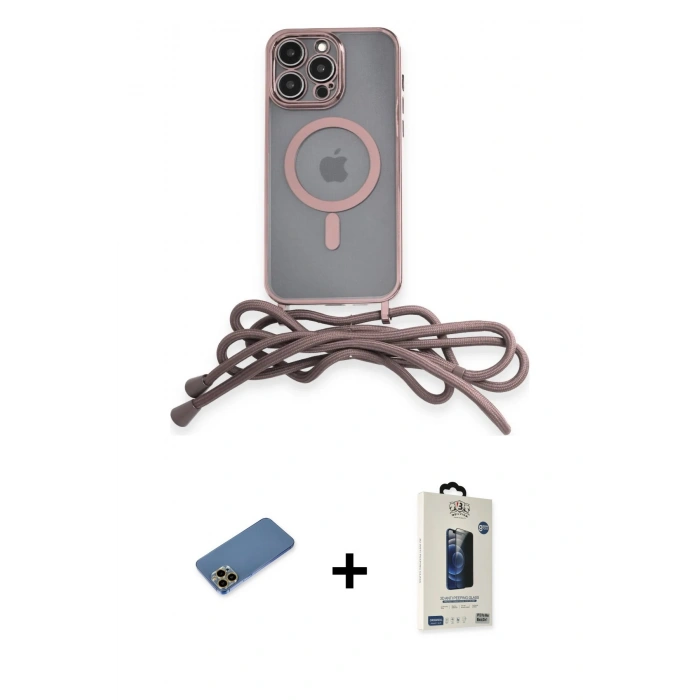 MARSİLYAN™- iPhone 12 Pro Max Kılıf Eksen Özel Seri - Siyah Bilvis Hayalet Cam Ekran Koruyucu + Shine Kamera Lens Koruma Cam - GD