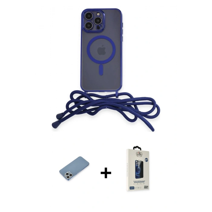 MARSİLYAN™- iPhone 12 Pro Max Kılıf Eksen Özel Seri - Siyah Bilvis Hayalet Cam Ekran Koruyucu + Shine Kamera Lens Koruma Cam - GS