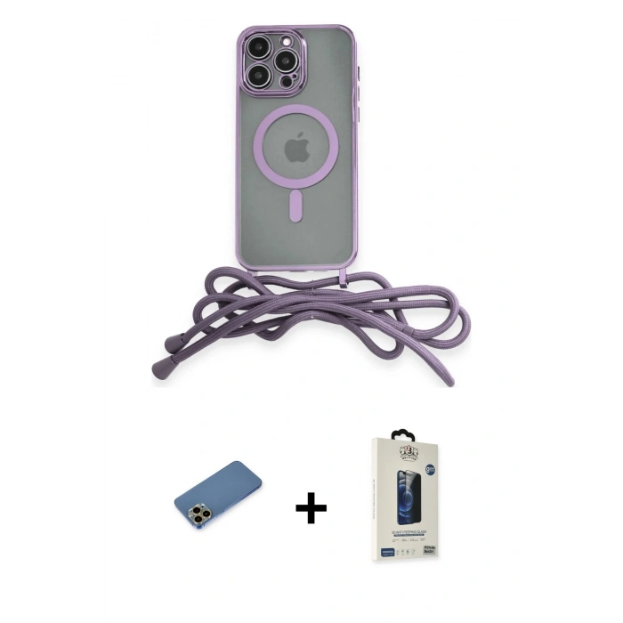 MARSİLYAN™- iPhone 12 Pro Max Kılıf Eksen Özel Seri - Siyah Bilvis Hayalet Cam Ekran Koruyucu + Shine Kamera Lens Koruma Cam - GD