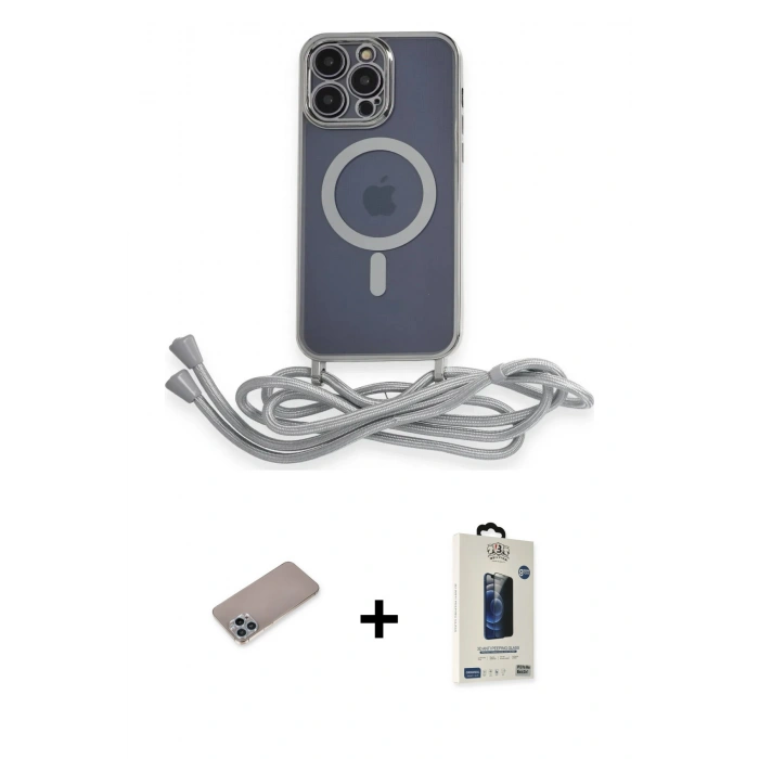 MARSİLYAN™- iPhone 12 Pro Max Kılıf Eksen Özel Seri - Siyah Bilvis Hayalet Cam Ekran Koruyucu + Shine Kamera Lens Koruma Cam - SABE