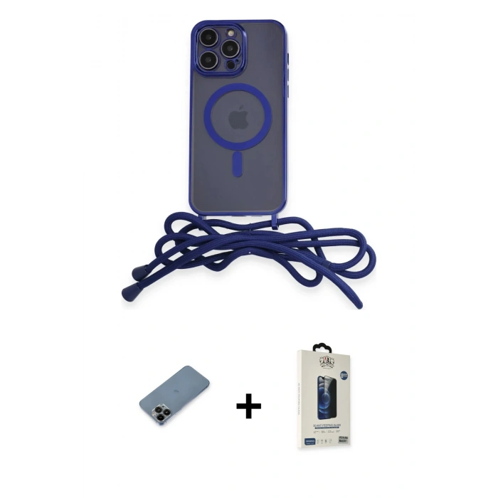 MARSİLYAN™- iPhone 12 Pro Max Kılıf Eksen Özel Seri - Siyah Bilvis Hayalet Cam Ekran Koruyucu + Shine Kamera Lens Koruma Cam - SH