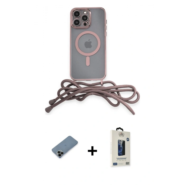 MARSİLYAN™- iPhone 12 Pro Max Kılıf Eksen Özel Seri - Siyah Bilvis Hayalet Cam Ekran Koruyucu + Shine Kamera Lens Koruma Cam - SH
