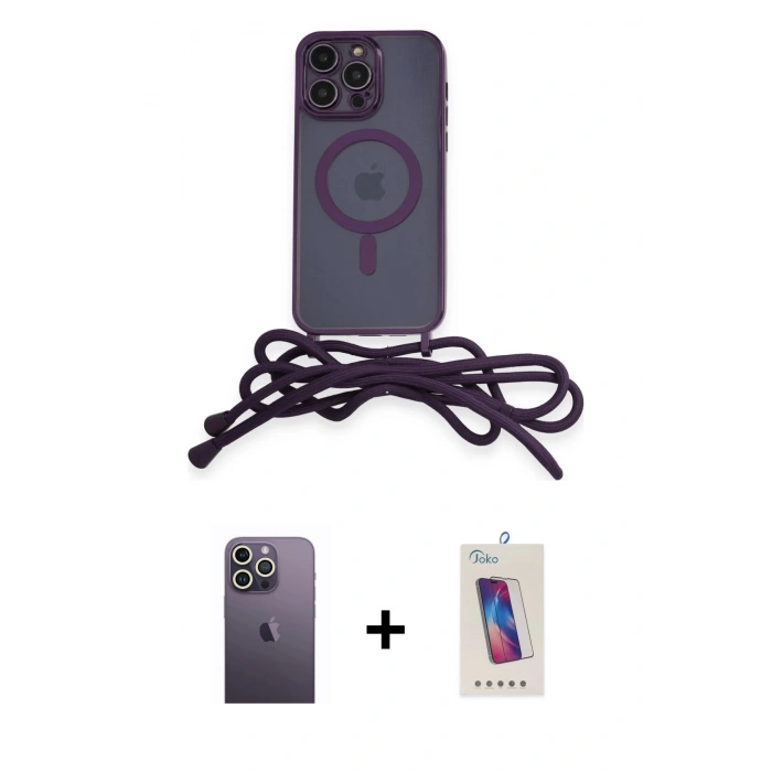 MARSİLYAN™- iPhone 12 Pro Max Kılıf Eksen Özel Seri - Siyah Joko 5D Cam + Neon Fosforlu Kamera Lens - BZ