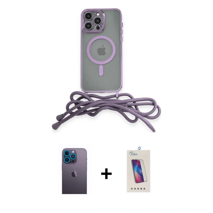 MARSİLYAN™- iPhone 12 Pro Max Kılıf Eksen Özel Seri - Siyah Joko 5D Cam + Neon Fosforlu Kamera Lens - MI