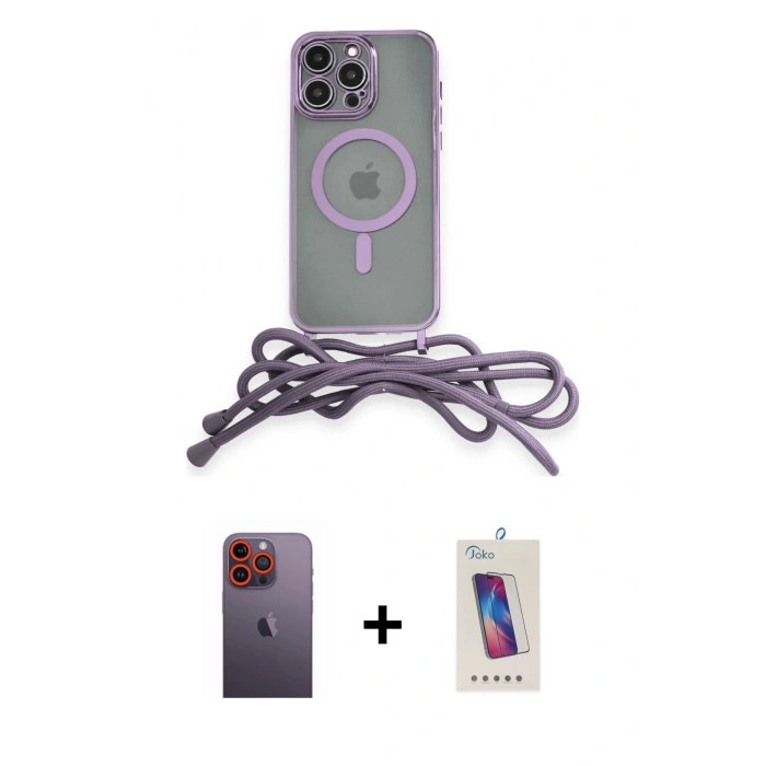 MARSİLYAN™- iPhone 12 Pro Max Kılıf Eksen Özel Seri - Siyah Joko 5D Cam + Turuncu Neon Fosforlu Kamera Lens