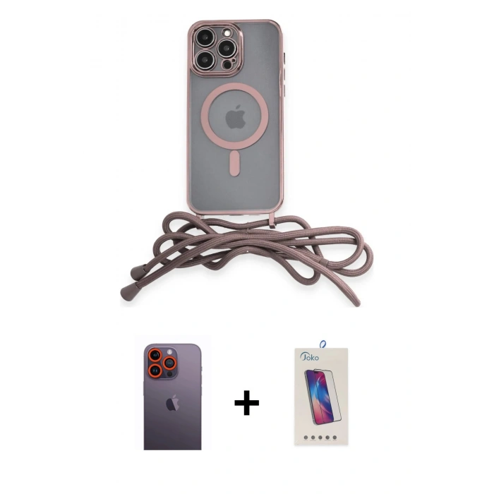 MARSİLYAN™- iPhone 12 Pro Max Kılıf Eksen Özel Seri - Siyah Joko 5D Cam + Turuncu Neon Fosforlu Kamera Lens