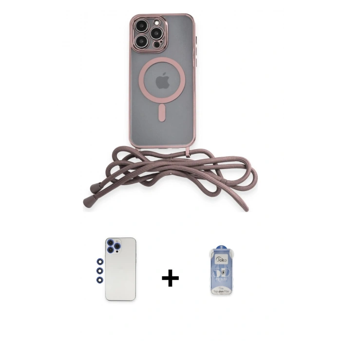 MARSİLYAN™- iPhone 12 Pro Max Kılıf Eksen Özel Seri - Siyah Joko Magic 5D Cam + Shine Kamera Lens - LT