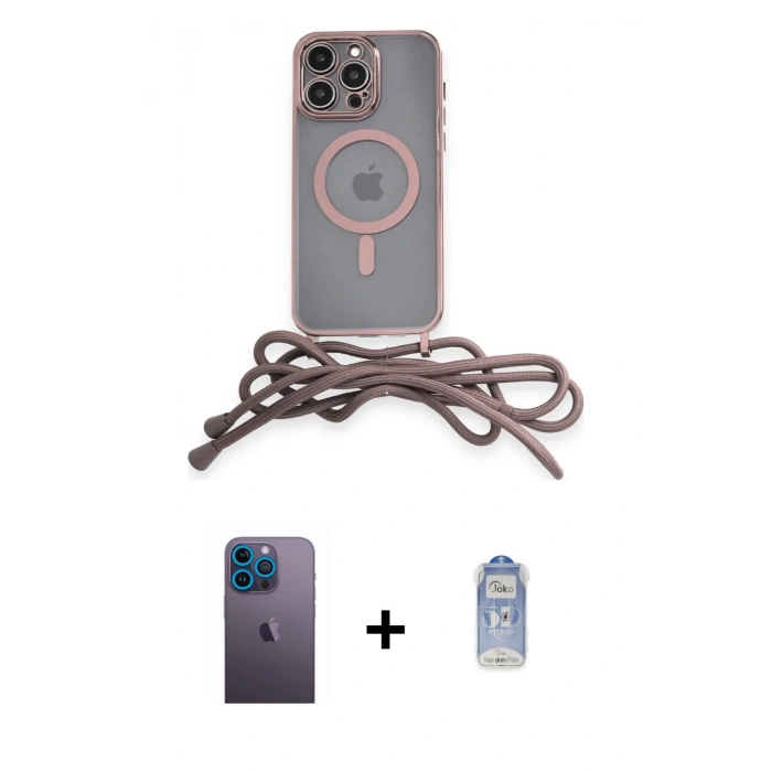 MARSİLYAN™- iPhone 12 Pro Max Kılıf Eksen Özel Seri - Siyah Joko Magic 5D Cam + Mavi Neon Fosforlu Kamera Lens