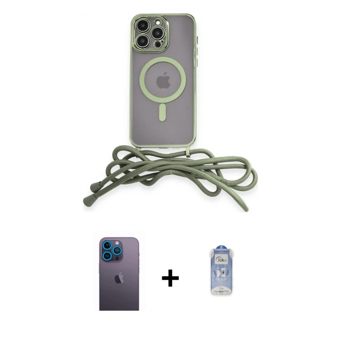 MARSİLYAN™- iPhone 12 Pro Max Kılıf Eksen Özel Seri - Siyah Joko Magic 5D Cam + Mavi Neon Fosforlu Kamera Lens