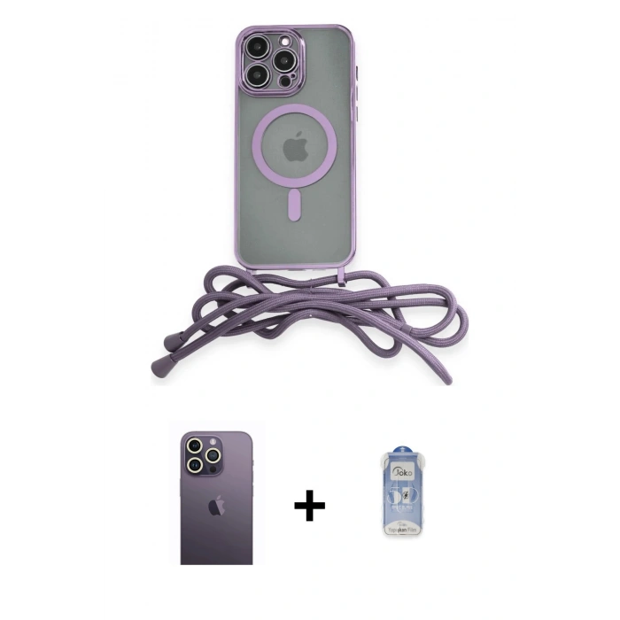MARSİLYAN™- iPhone 12 Pro Max Kılıf Eksen Özel Seri - Siyah Joko Magic 5D Cam + Neon Fosforlu Kamera Lens - BZ