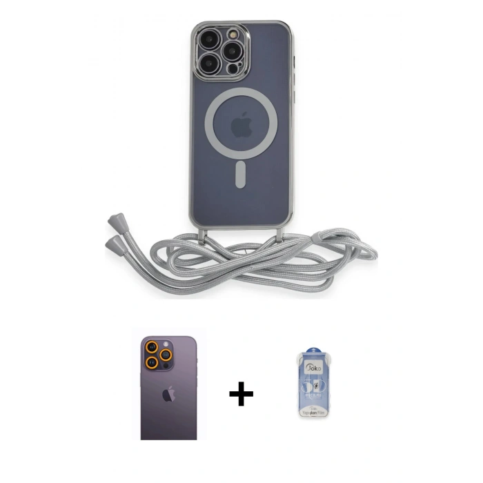 MARSİLYAN™- iPhone 12 Pro Max Kılıf Eksen Özel Seri - Siyah Joko Magic 5D Cam + Neon Fosforlu Kamera Lens - SI