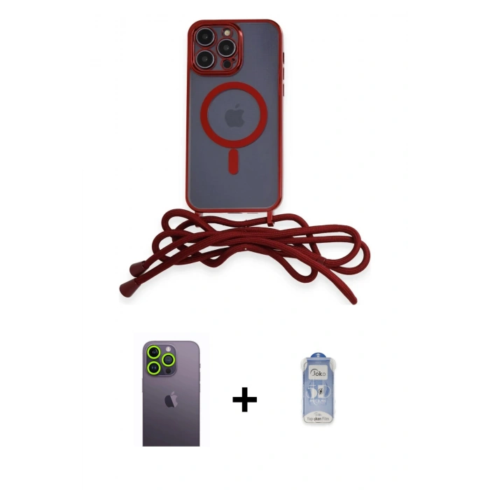 MARSİLYAN™- iPhone 12 Pro Max Kılıf Eksen Özel Seri - Siyah Joko Magic 5D Cam + Neon Fosforlu Kamera Lens - YL