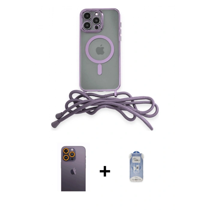 MARSİLYAN™- iPhone 12 Pro Max Kılıf Eksen Özel Seri - Siyah Joko Magic 5D Cam + Neon Fosforlu Kamera Lens - SI