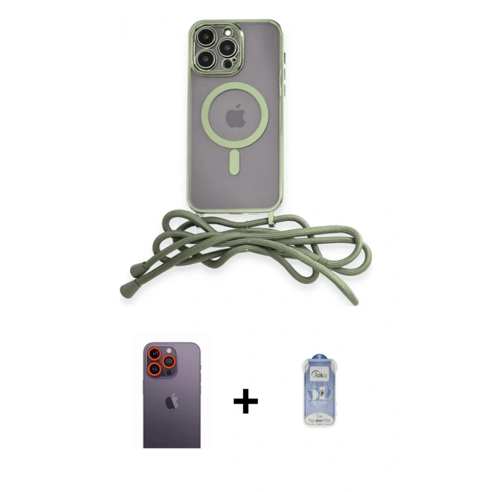 MARSİLYAN™- iPhone 12 Pro Max Kılıf Eksen Özel Seri - Siyah Joko Magic 5D Cam + Neon Fosforlu Kamera Lens - TU
