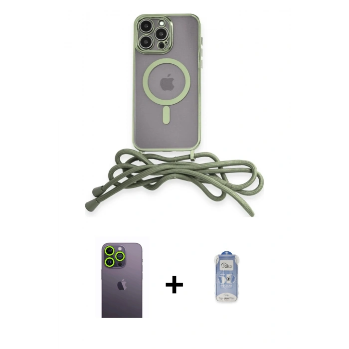 MARSİLYAN™- iPhone 12 Pro Max Kılıf Eksen Özel Seri - Siyah Joko Magic 5D Cam + Neon Fosforlu Kamera Lens - YL