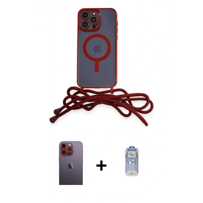 MARSİLYAN™- iPhone 12 Pro Max Kılıf Eksen Özel Seri - Siyah Joko Magic 5D Cam + Neon Fosforlu Kamera Lens - TU