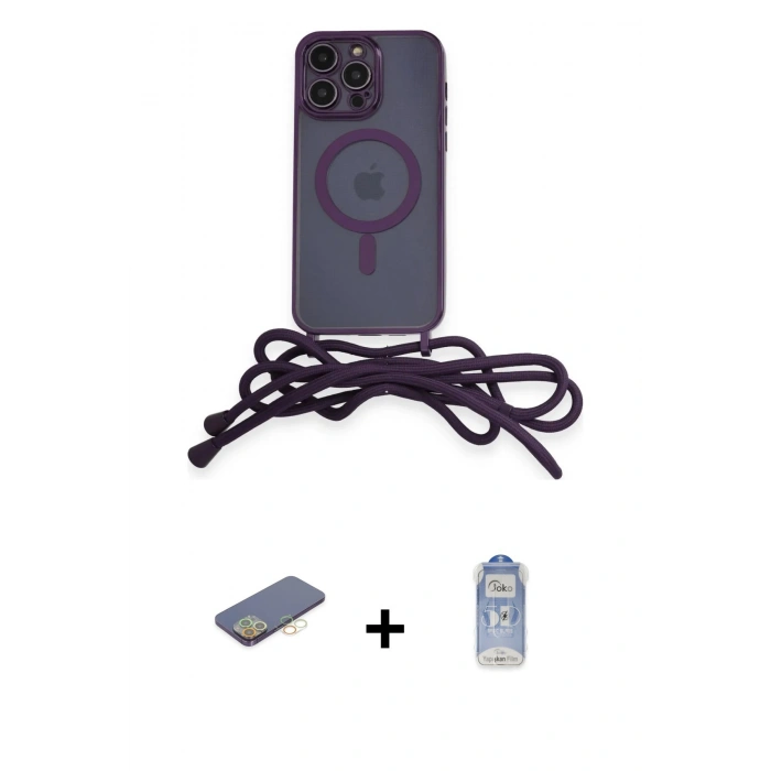 MARSİLYAN™- iPhone 12 Pro Max Kılıf Eksen Özel Seri - Siyah Joko Magic 5D Cam + Renkli Kamera Lens Koruma Cam - SI
