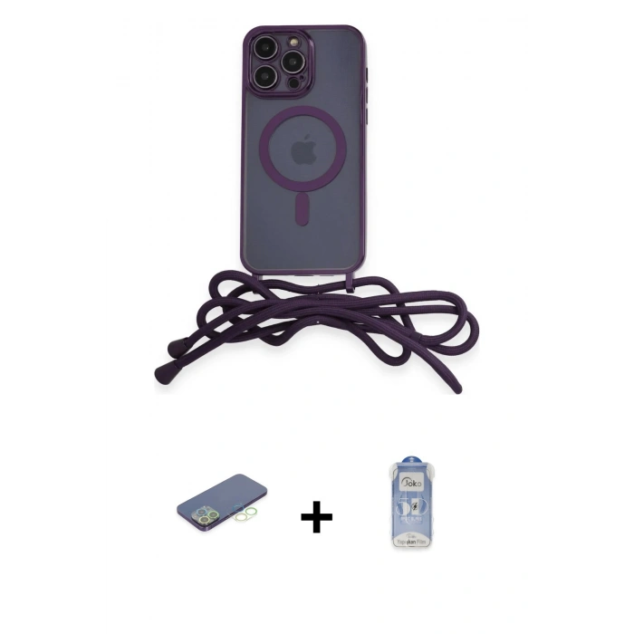 MARSİLYAN™- iPhone 12 Pro Max Kılıf Eksen Özel Seri - Siyah Joko Magic 5D Cam + Renkli Kamera Lens Koruma Cam - YL