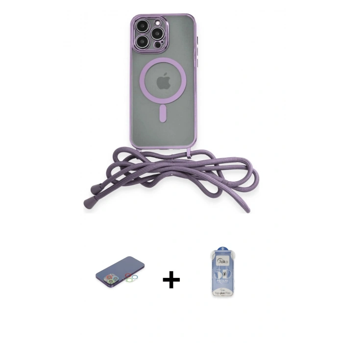 MARSİLYAN™- iPhone 12 Pro Max Kılıf Eksen Özel Seri - Siyah Joko Magic 5D Cam + Renkli Kamera Lens Koruma Cam - MI
