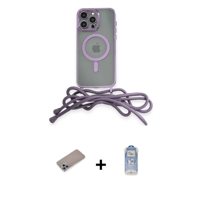 MARSİLYAN™- iPhone 12 Pro Max Kılıf Eksen Özel Seri - Siyah Joko Magic 5D Cam + Shine Kamera Lens Koruma Cam - SABE