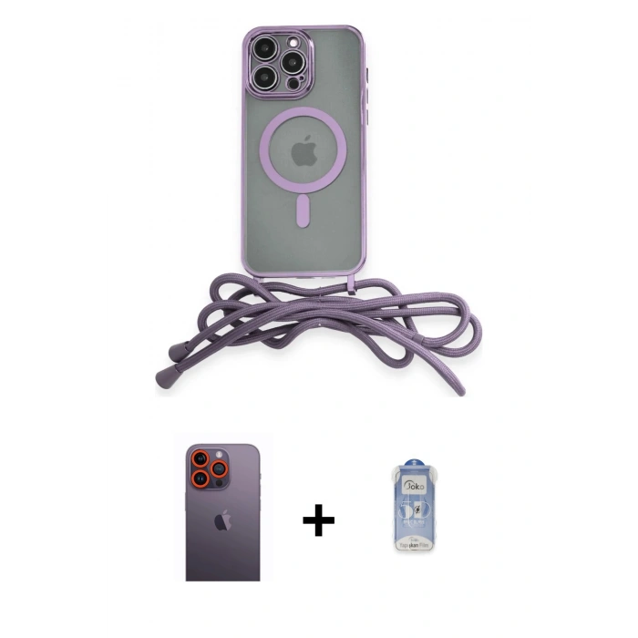 MARSİLYAN™- iPhone 12 Pro Max Kılıf Eksen Özel Seri - Siyah Joko Magic 5D Cam + Turuncu Neon Fosforlu Kamera Lens