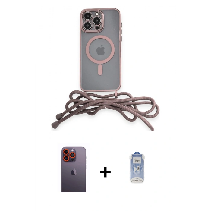 MARSİLYAN™- iPhone 12 Pro Max Kılıf Eksen Özel Seri - Siyah Joko Magic 5D Cam + Turuncu Neon Fosforlu Kamera Lens