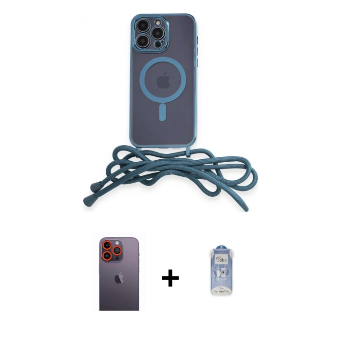 MARSİLYAN™- iPhone 12 Pro Max Kılıf Eksen Özel Seri - Siyah Joko Magic 5D Cam + Turuncu Neon Fosforlu Kamera Lens