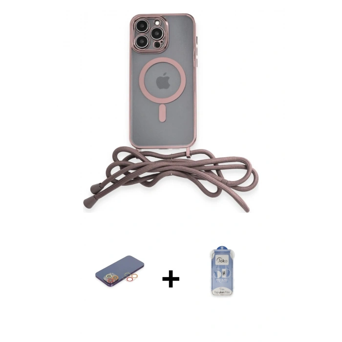MARSİLYAN™- iPhone 12 Pro Max Kılıf Eksen Özel Seri - Siyah Joko Magic 5D Cam + Turuncu Renkli Kamera Lens Koruma Cam